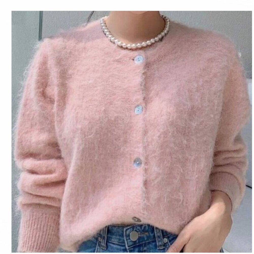 NWOT Pink Wool Loose Cardigan Large
